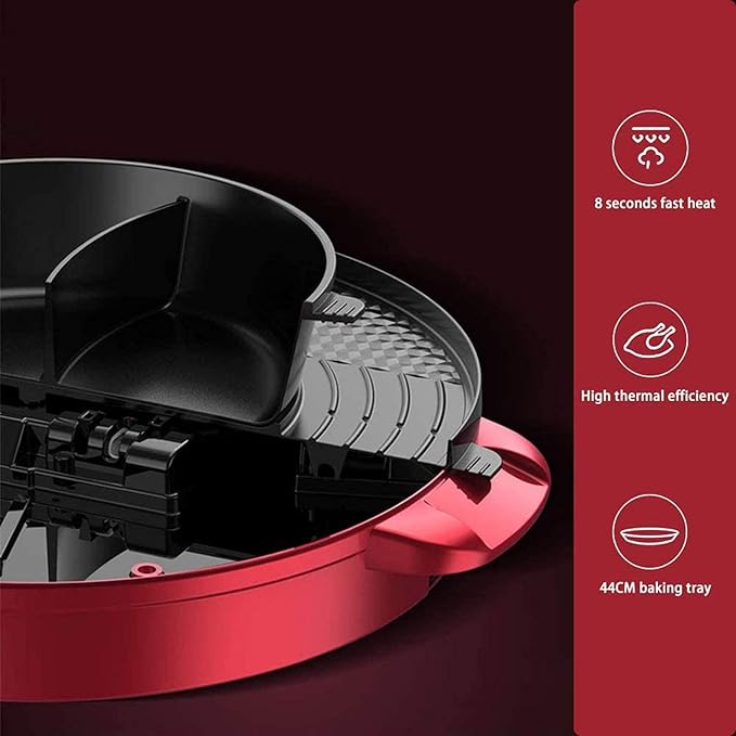 Plancha Eléctrica con Olla 2 en 1, Parrilla y Fondue, Control Dual miniatura 8