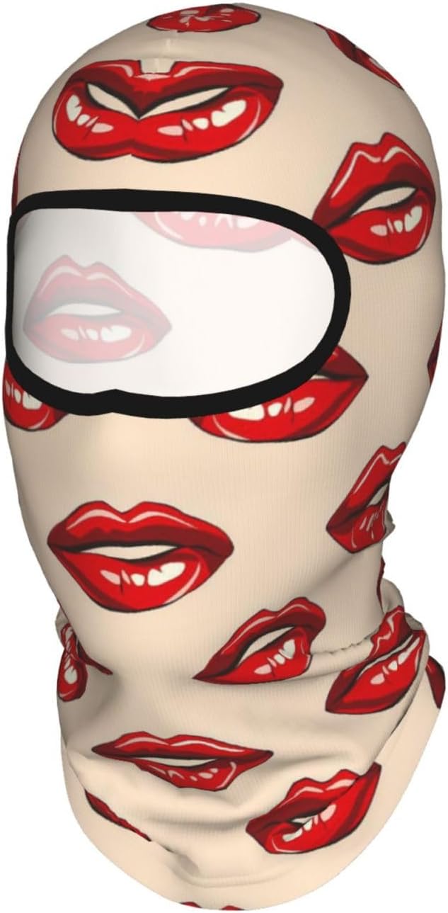 Red Lips (3) Print Balaclava Face Mask Uv Protector Face Cover for Outdoor