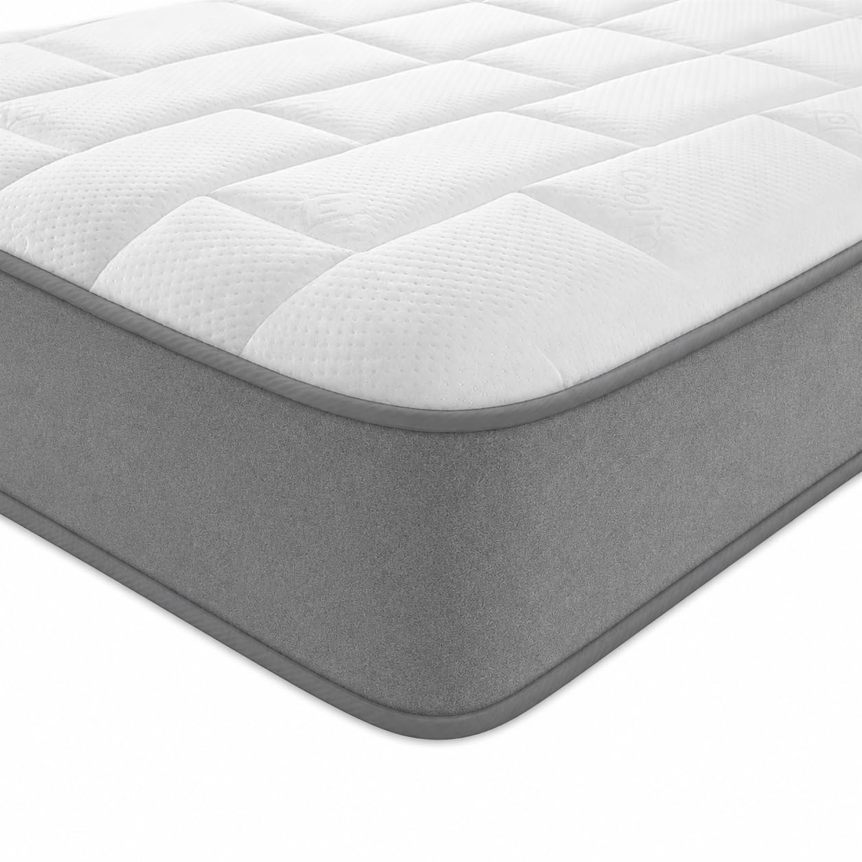 Starlight Beds Grey Tile Single Mattress - 90x190x18cm | Memory Foam Layer, Coil Spring, 7.5 Inch Deep, Soft Comfort Support, Budget Friendly, Rolled & Boxed, UK Manufacturer