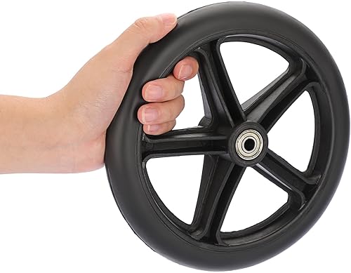 Miniatura 5 de OwnMy 2 ruedas de repuesto de goma negra de 8 pulgadas, ruedas delanteras para sillas de ruedas, ruedas delanteras antideslizantes, ruedas de