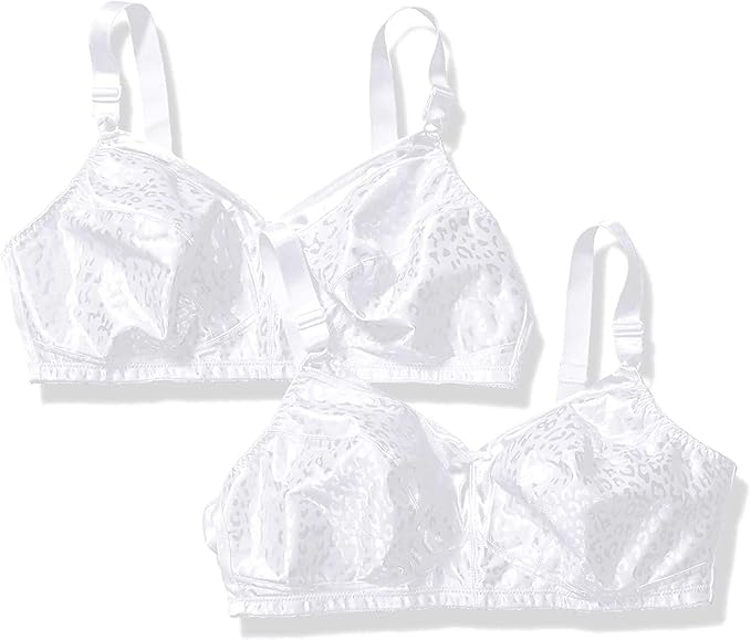 Just My Size Wireless Bra Pack, Full Coverage, Leopard Satin, Wirefree Plus-Size Bra, (Sizes from 32C to 50DD)