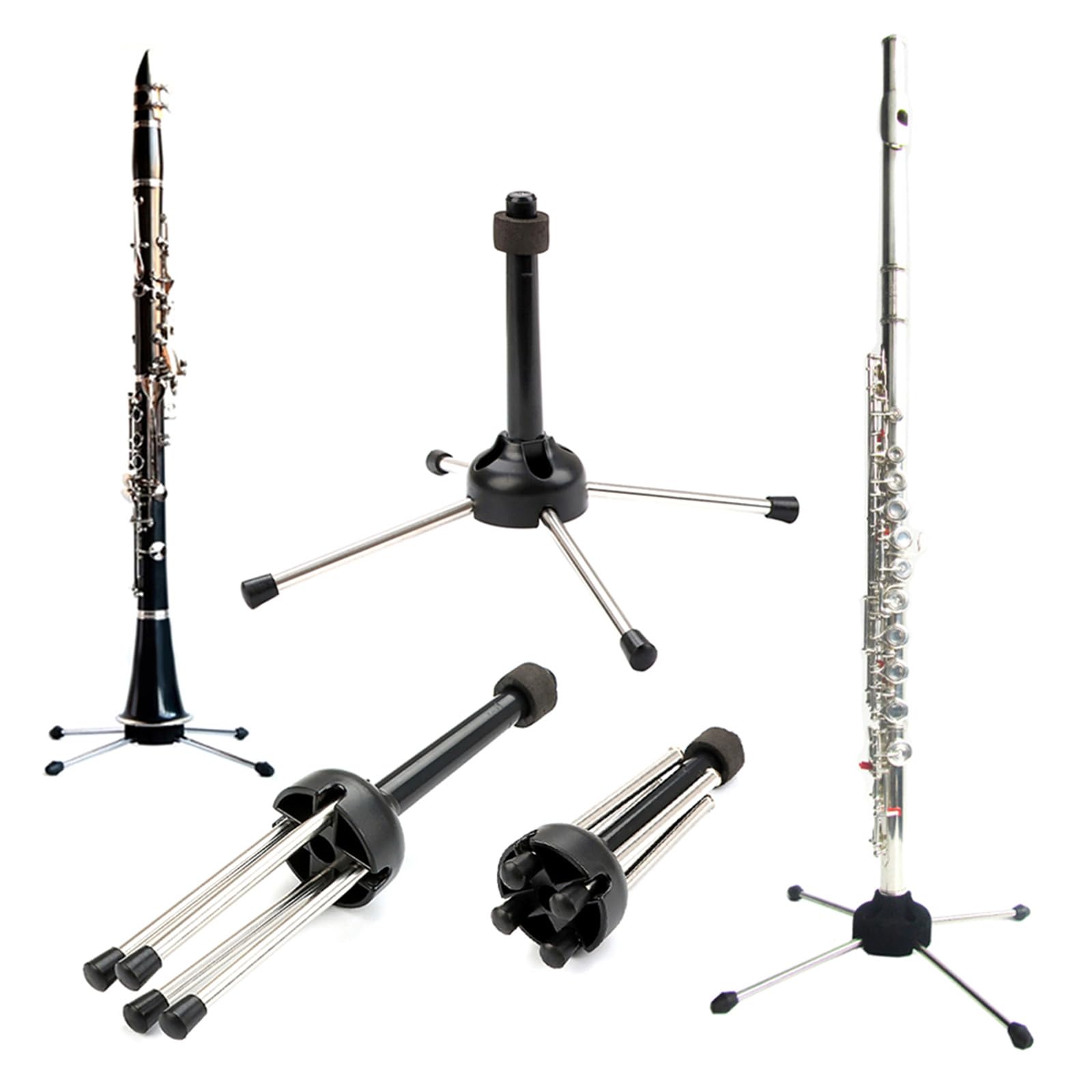 QIEIEI Foldable Clarinet Stand Base Portable Stable 4-Leg Flute Clarinet Stand Instrument Accessory Easy to Carry