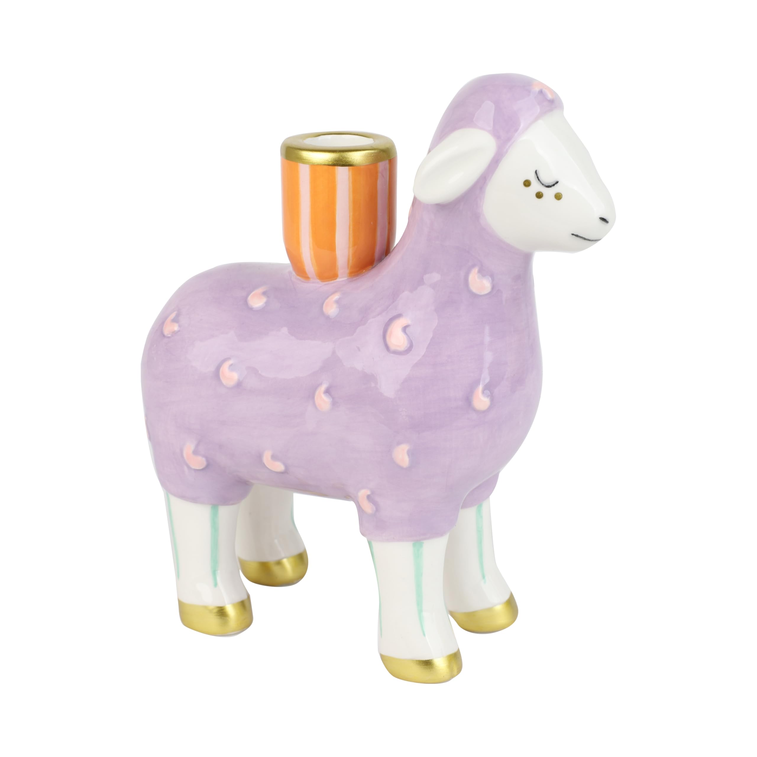 Talking Tables Ceramic Lamb Candle Holder Easter Table Decor Spring Home Styling Dining Table, Festive Candle Holder Stoneware Figure for Birthday Weddings Seasonal Displays Hand Painted Gifts 17.5cm