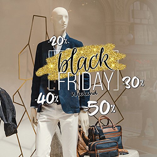 kina - UVBF0009-01 Adesivi Murali Vetrofania - Black Friday weekend - Misure 40x30 cm - Vetrine Negozi per Black Friday Stickers Adesivi