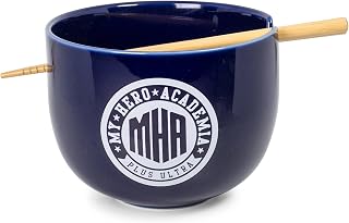 JUST FUNKY My Hero Academia U.A. High School Japanese Ceramic Dinnerware Set | Includes 16-Ounce Ramen Bowl and Wooden Chopsticks