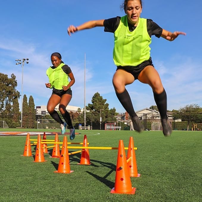 Ananya Sports Cone Hurdle Set – 10pcs x 9" Training Cones with 1 Side Hole + 5 pcs x Agility Poles (70cm Long) 2