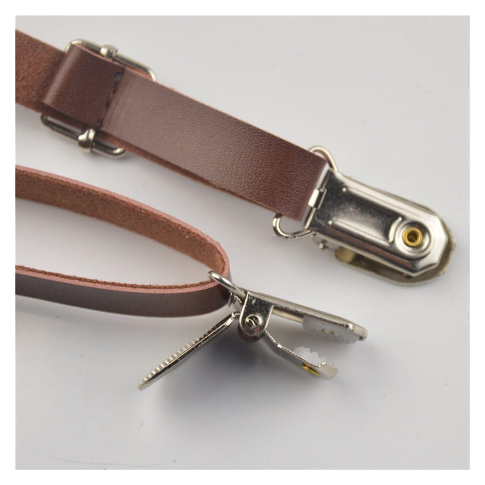 Bretelles porte-jarretelles en cuir synthétique pour homme/femme de 115 mm de large (blanc)