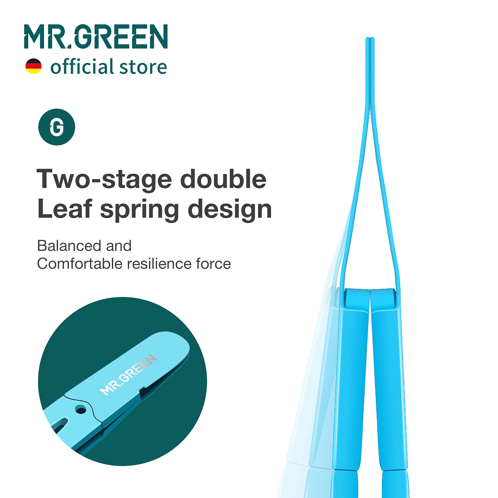 MR.GREEN Eyebrow Tweezers with Bevel Tip for Facial Hair Classic Stainless Steel Tweezers for Men and Women Personal Care Tools (Blue) - Image 4