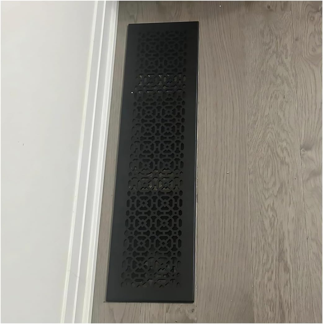 Achtek AIR Return 6"X 30" Duct Opening (8"x 32") | Heavy Cast Aluminum Air Grille HVAC Duct Cover Without Hole for Floor NOT for Wall|Powder Coated Black