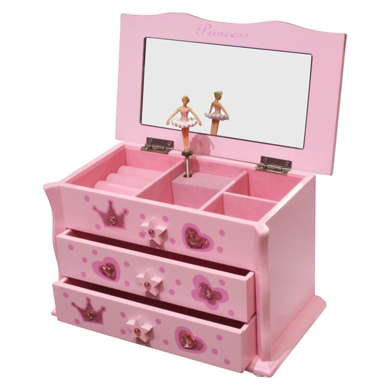 joyero Joyero for niñas, caja de música grande de 3 capas con organizador de joyas de bailarina giratoria for regalo de cumpleaños for niños grande