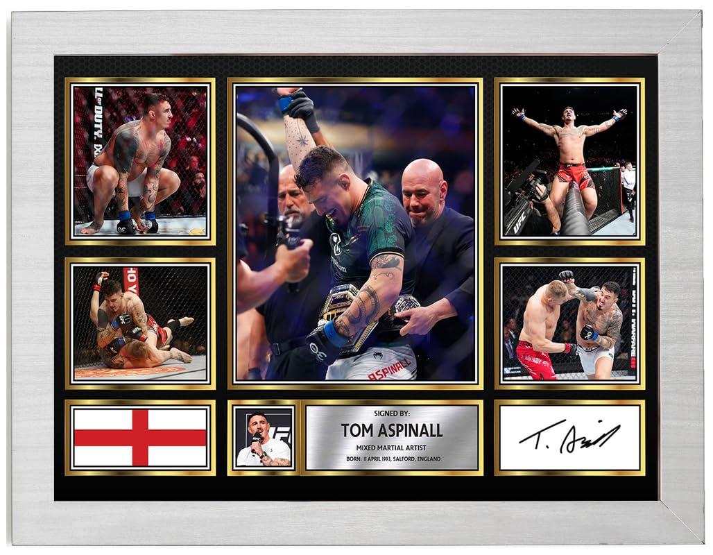 FoxyPrintingTom Aspinall Signed Autograph Photograph Display - Perfect for MMA Fans, A2 Poster + White Frame - Limited Edition Autograph Fan Gift – Collectible Memorabilia Merchandise