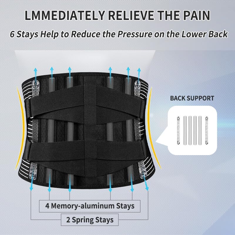 Lumbar Support Belt - Immediate Relief from Back Pain, Sciatica, Herniated Disc - Breathable Brace With Lumbar Pad - Adjustable Lower Back Waist Brace - For Men & Women