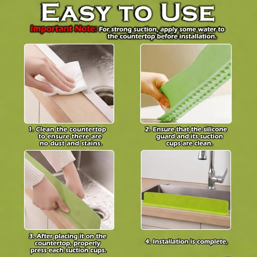 GOPINATHJI Silicone Kitchen Sink Splash Guard Backsplash Protector | Oil, Water & Stain Resistant Countertop Shield for Sink, Stove & Kitchen Island | Easy Clean, Durable (Pack OF 1) 2