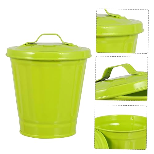 Miniatura 9 de SOLUSTRE Bote de basura blanco para oficina, mesa de comedor, mini tocador, cocina, papelera de 13 galones, maceta con tapa, mesa de comedor, bote