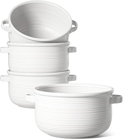 LE TAUCI Soup Bowls with Handles - 28 oz Lead-Free