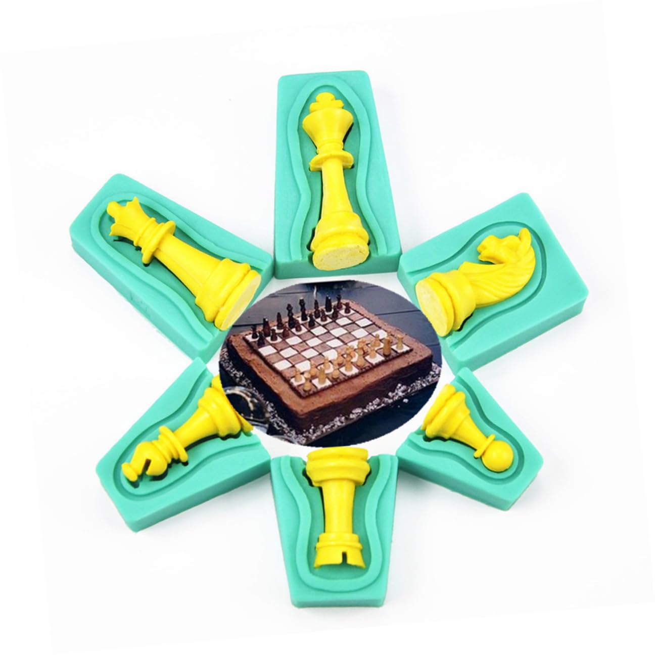 NUOBESTY Stampo per Dolci 12 Pezzi a Forma di Scacchi in Silicone Facile da Pulire e Sicuro per Decorazioni Creative di Torte e Cioccolato