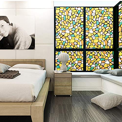 Window Film Privacy Color Window Sticker, Colorful Decorative Window Vinyl, Non-Adhesive Home Uv Blocking, Privacy, Heat Insulation Static Cling For Bathroom Bedroom Room - 17.7 X 78.7 Inches #TOP3