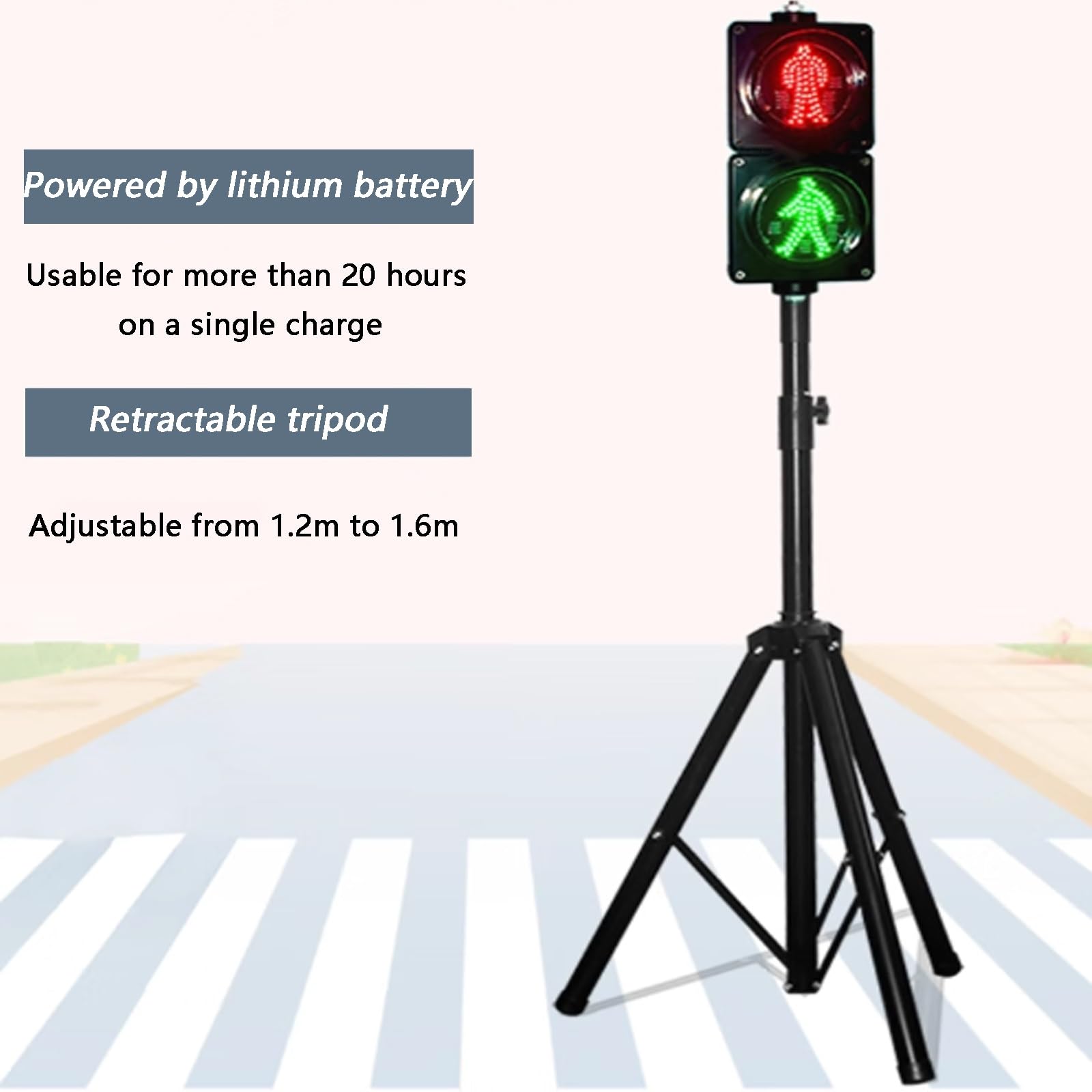 Feu De Signalisation Rechargeable, Feu Tricolore À LED, Lampe Témoin, avec Télécommande et Trépied, Adapté aux Passages Piétons, Éducation À La Sécurité Scolaire