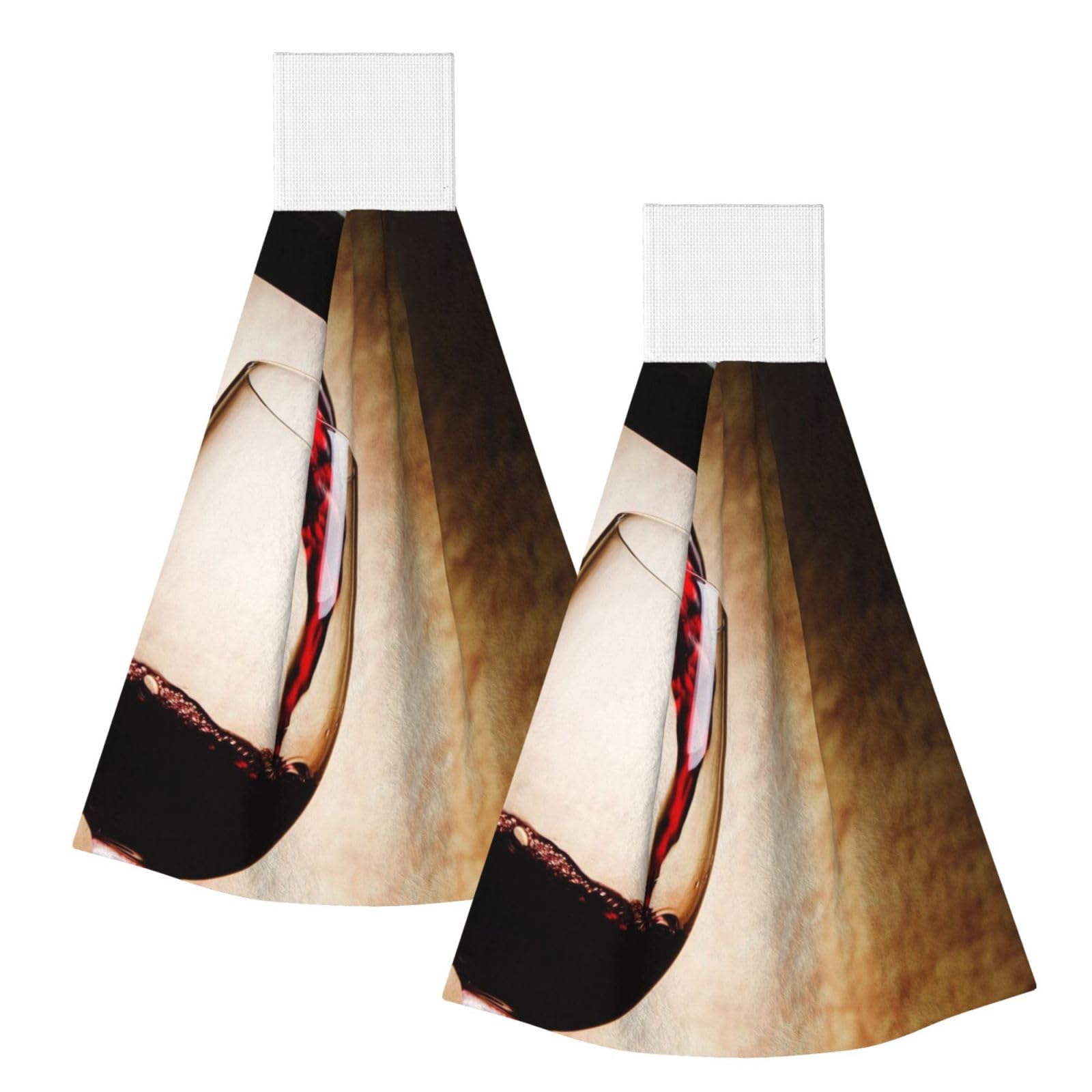 DOPKLNA Red Wine Glass, 2 Pcs Hanging Coral Fiber Hand Towels for Bathroom, Absorbent Kitchen Towels