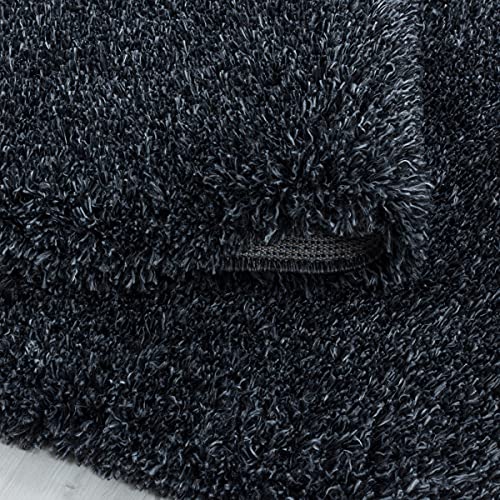 Tapis poils longs anthracite 140x200 tapis salon super doux rectangulaire