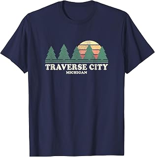 Traverse City MI Vintage Throwback Tee Retro 70s Design T-Shirt