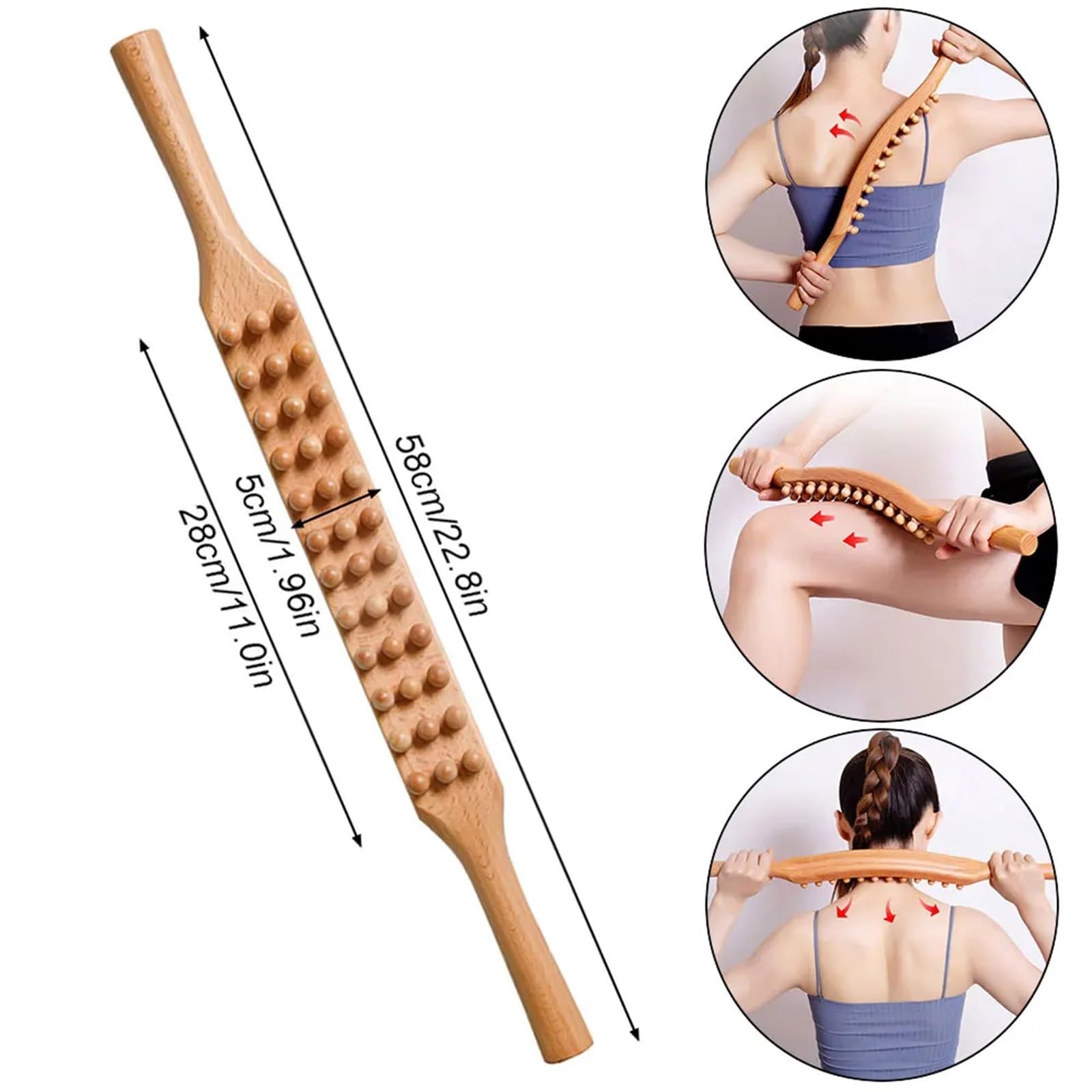 Cepillo Interdental Back Scratche Wooden Therapy Massage Tools 36 Beads Leg Body Massager Handheld Stick for Relieves Pain