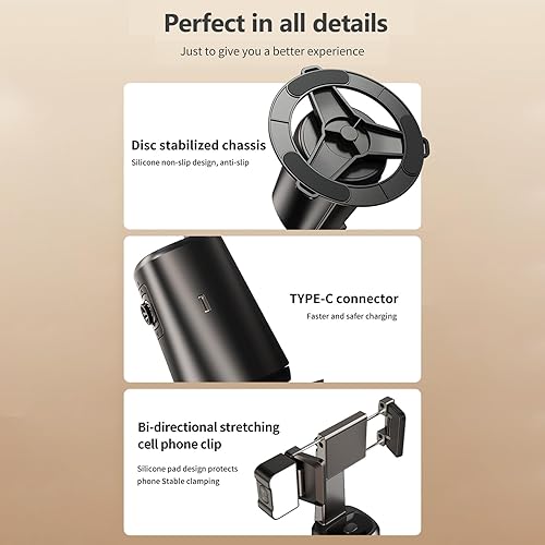 Miniatura 7 de Trípode de seguimiento facial automático con rotación de 360, sin aplicación, soporte de teléfono de seguimiento automático con soporte, control de