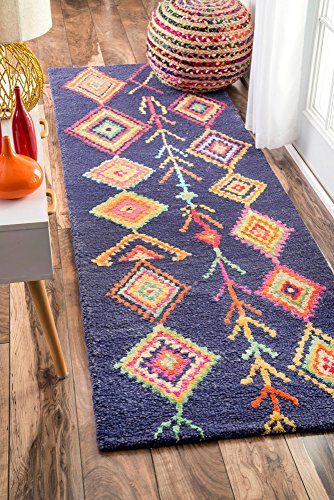 Nuloom Belini Hand Tufted Wool Runner Rug, 2' 6" X 12', Navy #TOP24