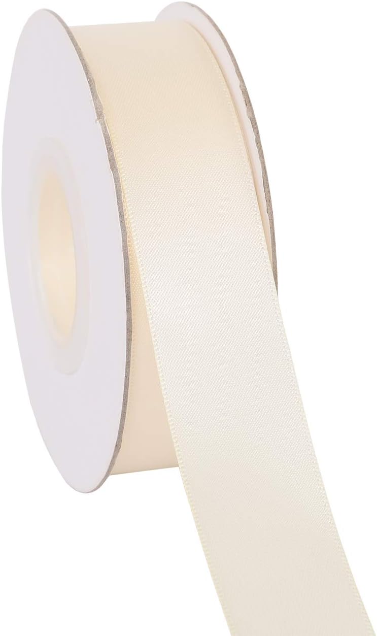 Ribbonitlux 1" Wide Double Face Satin Ribbon 25 Yards (810-Ivory）, Set for Gift Wrapping, Party Decor, Sewing Applications, Wedding and Craft
