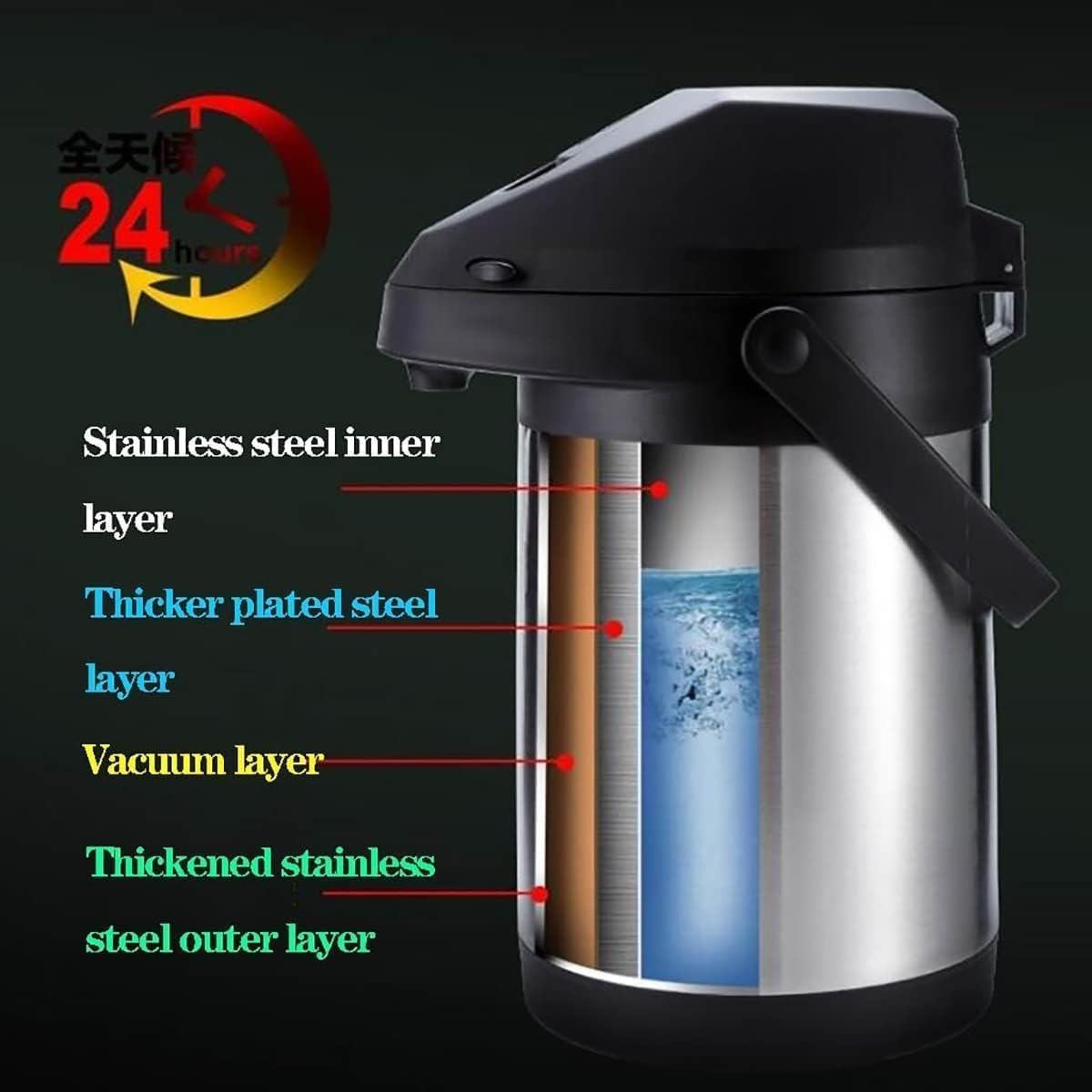 101 Oz Coffee Carafe Dispenser with Pump Hot Drink Dispenser,Airpot Coffee Carafe with Pump, Double-wall Insulated Thermal Beverage Dispenser for Hot Drinks Water Tea Chocolate