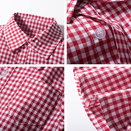Yilaku Baby Boys Dress Suits Formal Wedding Outfits Suspender + Bow Tie + Shirt + Pants 4Piece Infant Gentleman Clothes (4T-5T,Plaid Red) #TOP4