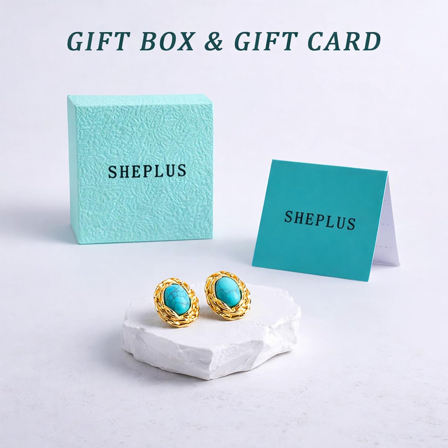 Gifts for Mom Birthday Genuine Turquoise Hoop Stud Earrings Handmade Gold Western Boho Authentic Real Stone Jewelry for Women