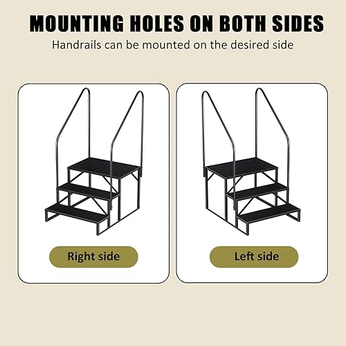 Miniatura 5 de Escalera de taburete de 3 escalones para adultos, escalera de piscina resistente, capacidad de carga de 440 libras, peldaños para bañera de