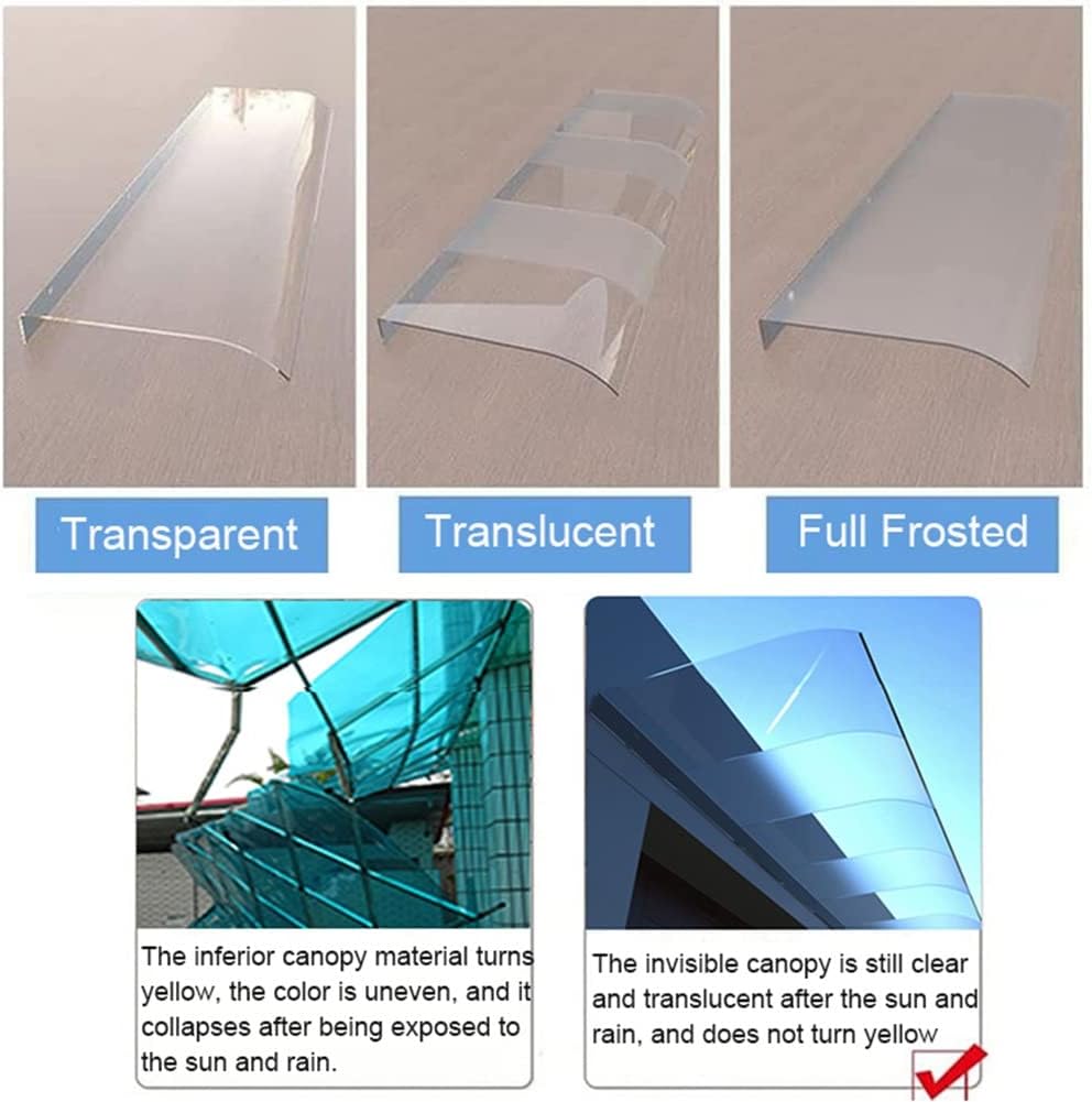 Outdoor Door and Window Canopy, Arching Clear Polycarbonate Awning, Modern Entrance Cover for Rain, Snow, and UV Protection, Durable Weather-Resistant Shelter