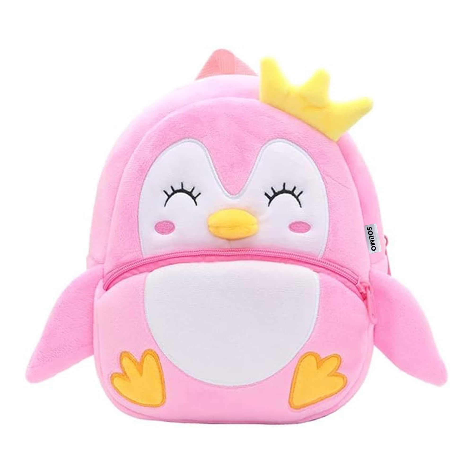 amazon brand - solimo Velvet Toddler Backpack For Girls And Boys 2-6, Preschool Kindergarten Backpack, Cute Kids Backpacks, Cute Penguin Backpacks For Kids (10L_Multi Colour)-picture-34