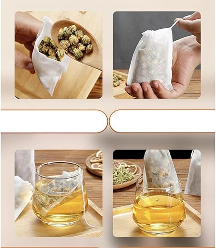 Miniatura 4 de Bolsas de filtro de té, material seguro y natural, infusor de té desechable, bolsa de té vacía con cordón para té de hojas sueltas, juego de 200
