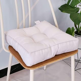 Cómodo juego de 4 cojines para silla, acolchado de 9 cm de grosor, para interiores y exteriores, 45 x 45 cm, para comedor, cocina, sillas de jardín, color blanco, calidad premium