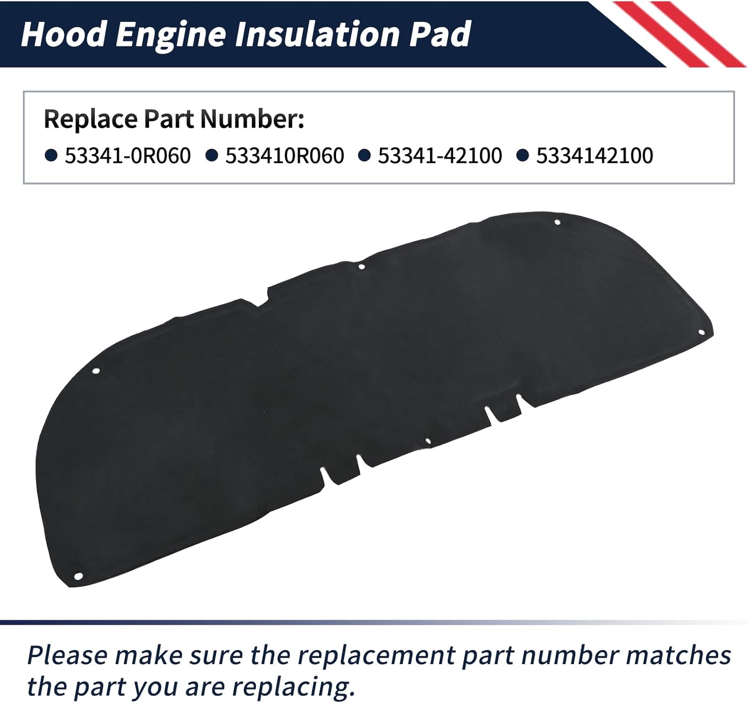 Front Engine Hood Sound Heat Insulation Cotton Pad 53341-0R060 53341-42100 Fit for Toyota RAV4 2019-2025 Noise Deaden Blanket Trim Accessories│Hood Liner Shield│Firewall Mat Pad Cover
