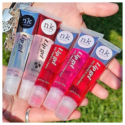 5 Pack Variety Set of Nicka K Lip Gels With Viatmin E - Clear, Rosehip, Strawberry, Cherry, and Bubble Gum Hydrating Lip Glosses