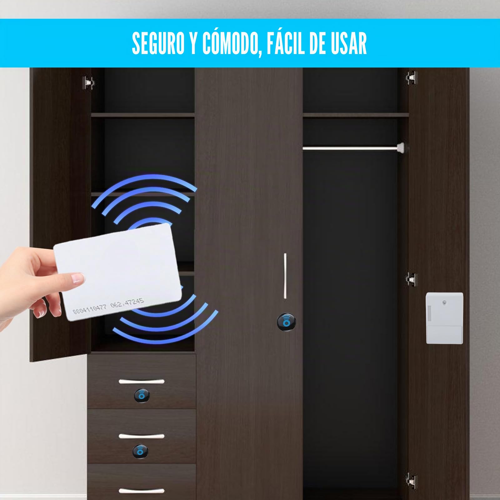 Molbory Cerradura de armario inteligente, sin agujeros, incluye 3 llaveros y 1 tarjeta, cerradura invisible, apertura electrónica de tarjetas RFID para bibliotecas de sauna, fábricas y oficinas