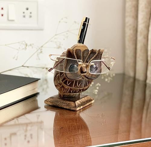 Miniatura 2 de The Great Indian Bazaar Estuche de madera hecho a mano para gafas de lectura y lápices, soporte de exhibición para lápices, accesorios de escritorio