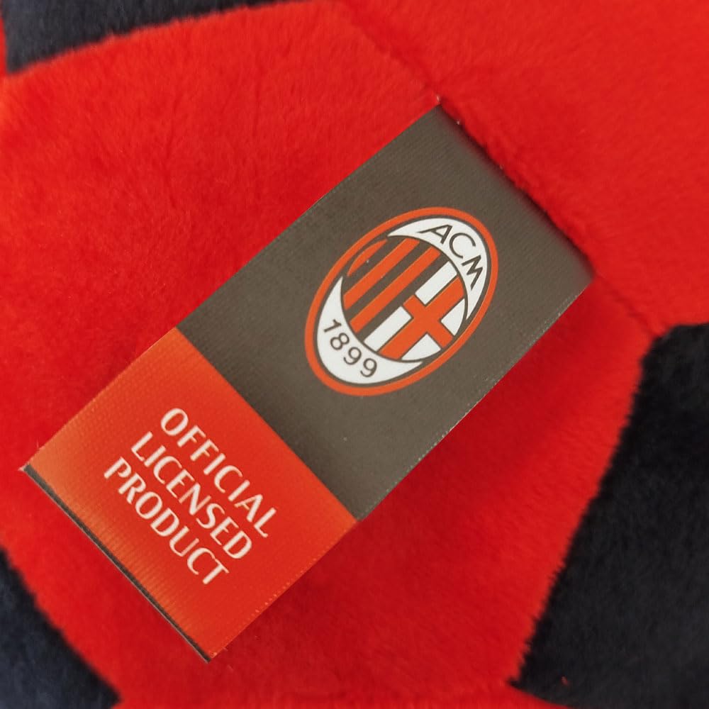 hermet Milan, Cuscino Palla Morbido Diametro 22 cm, Cuscino Rotondo Arredamento, Rosso Nero, Prodotto Ufficiale