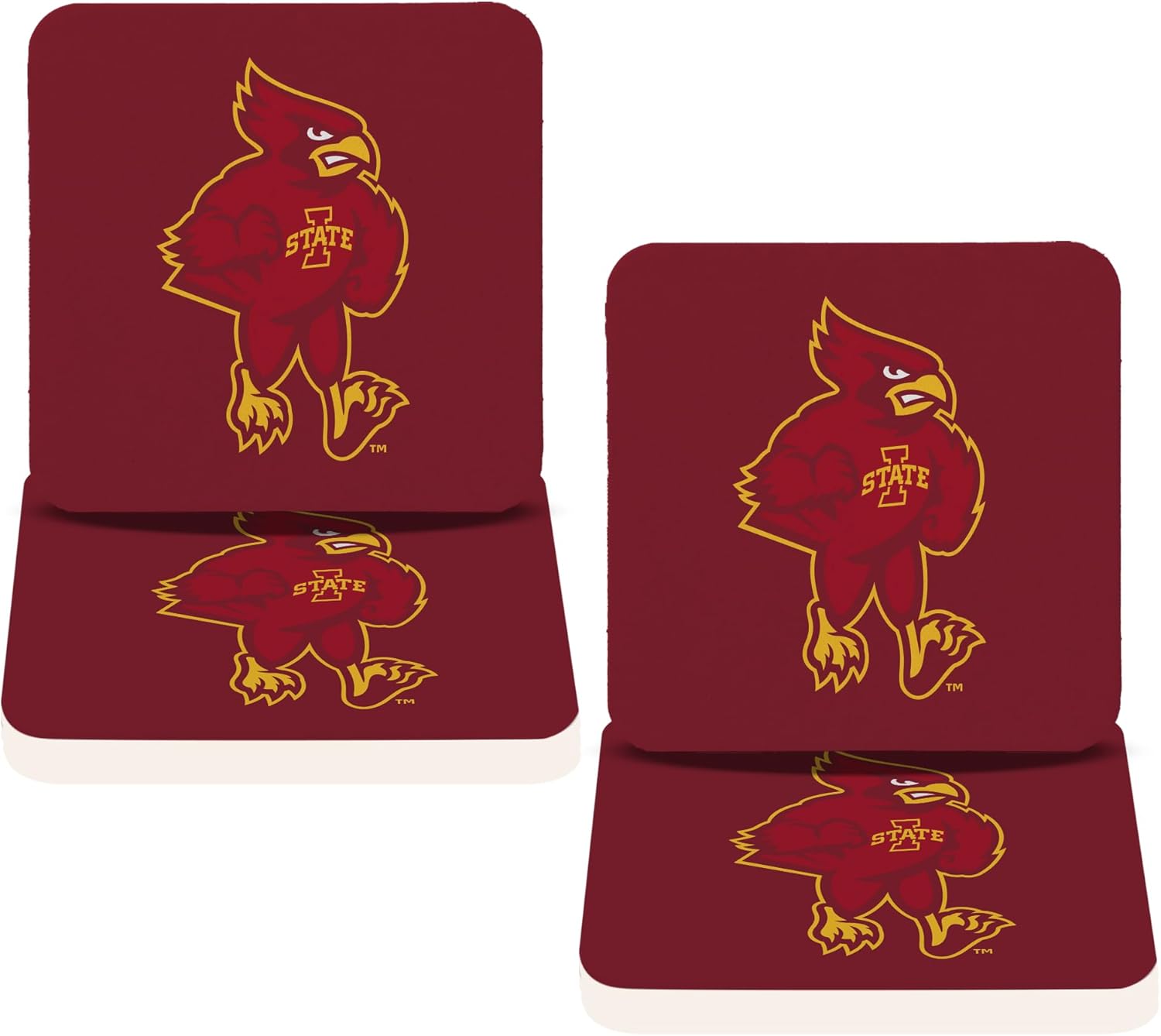 Desert Cactus Iowa State University Coaster ISU Cyclones Water Absorbent Drink Square Coasters - Made from Natural Sandstone (Square 4 Pack - D)