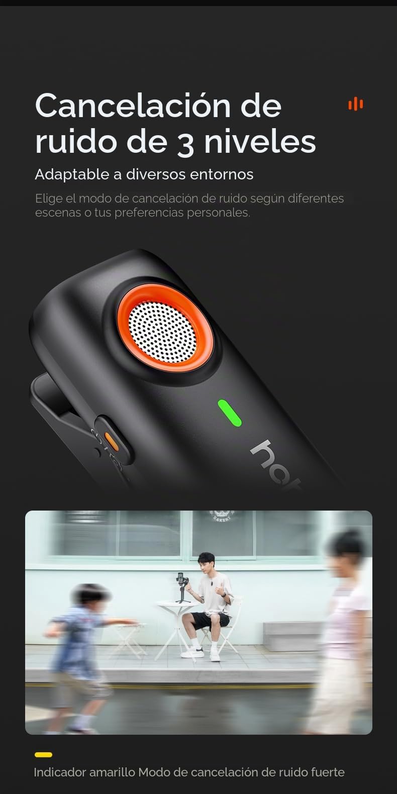 hohem MIC-01 Micrófono de Solapa inalámbrico de Solapa para iPhone iPad, Certificado MFi, Control Remoto,100m(328ft),7.5H, Micrófono Plug-Play para Vlogs, Live Stream (1 TX + 1 RX)