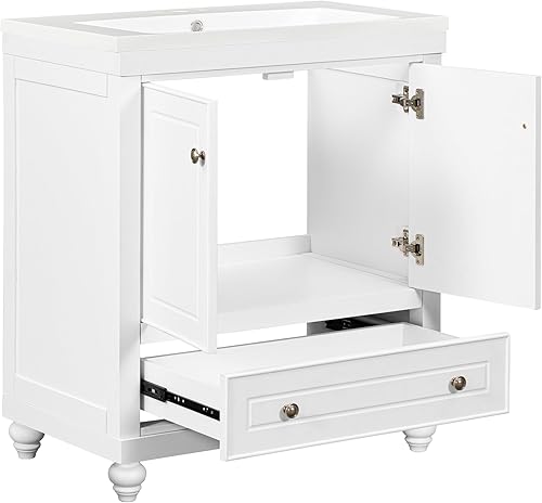 Miniatura 8 de Bellemave Tocador de baño de 30 pulgadas con lavabo de cerámica gabinete combinado debajo del fregadero armario de almacenamiento de baño con 2