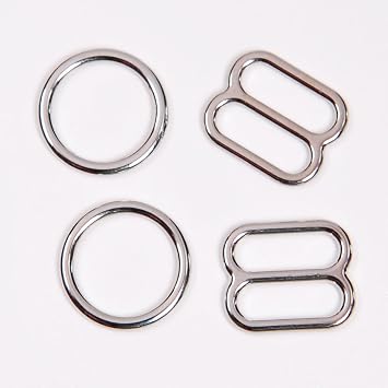 Porcelynne Premium Quality Silver Metal Alloy Replacement Bra Strap Slide and Ring Set - 3/8" 10mm Opening - 2 Rings - 2 Slides