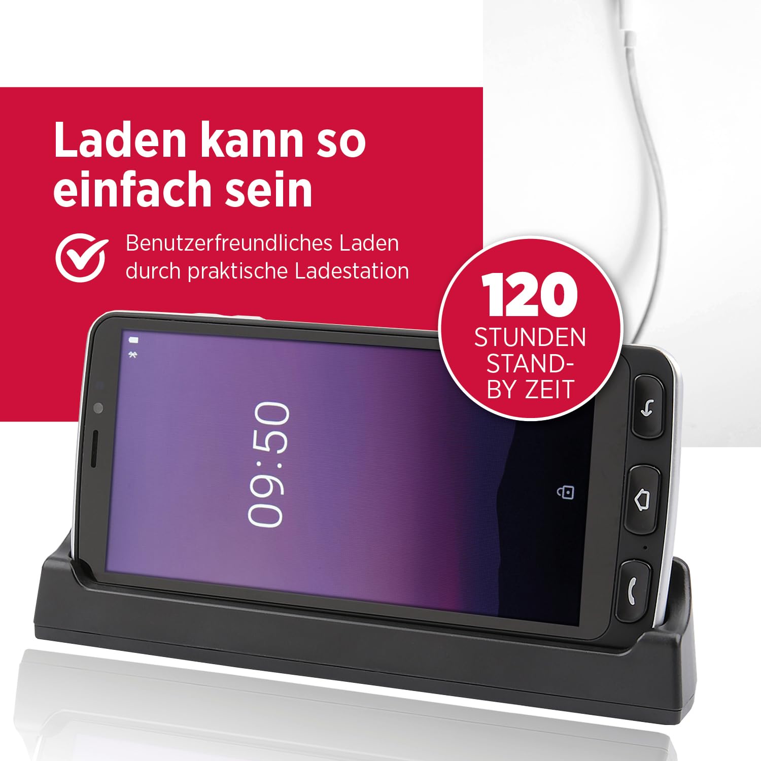 Olympia Neo+ teléfono móvil Negro para Personas Mayores | teléfono Inteligente para Personas Mayores con Pantalla Grande y botón de Llamada de Emergencia | operación Extra fácil | teléfono móvil para