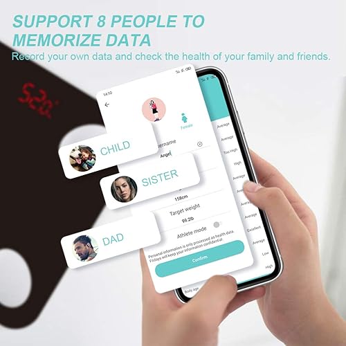 Miniatura 6 de Báscula recargable inteligente Bluetooth, báscula de carga de grasa corporal USB con aplicación IOS y Android Báscula digital de baño para peso