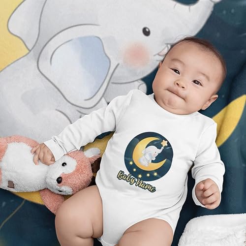 Miniatura 2 de Ruby Star Manta de bebé personalizada para niño, acogedora manta de forro polar de felpa, nombre de bebé personalizado, incluye mameluco de bebé y