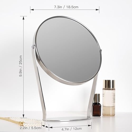 Miniatura 7 de 5X Magnifying Makeup Mirror, 7 inch Double Sided Desk Mirror, 1X5X Magnification Round Vanity Mirror, Stainless Steel Tabletop Mirror